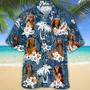 Dachshund 3 Hawaiian Tropical Plants Pattern Blue And White All Over Printed Hawaiian Shirt Summer Gifts