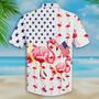 Flag And Flamingo Background Hawaiian Shirt, Of July Hawaii Shirt Summer Gifts