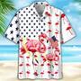 Flag And Flamingo Background Hawaiian Shirt, Of July Hawaii Shirt Summer Gifts