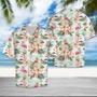 Flamingo Frangipani Flower While Theme Hawaiian Shirt Summer Gifts