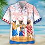 German Shepherd Hawaiian Shirt, Men's Usa Patriotic Hawaiian Shirt, Patriotic Aloha Shirts Summer Gifts