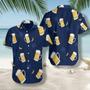 Glass Of Beer Cheers Palms At Night Design Hawaiian Shirt Summer Gifts