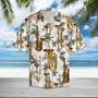 Golden Saxophone With Palm Trees In White Hawaiian Shirt Summer Gifts