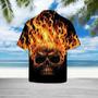 Hawaiian Shirt Flame Metal Skull Head In Black Hawaii Shirt For Men Summer Gifts