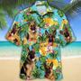 Hawaiian Shirt German Shepherd Dog With Tropical Flowers And Pineapples Summer Gifts