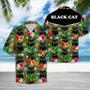 Hiding Black Cat And Flower Tropical Flower Leaves Hawaiian Shirt, Black Cat Aloha Hawaii Shirt For Men, Women Summer Gifts