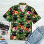 Hiding Black Cat And Flower Tropical Flower Leaves Hawaiian Shirt, Black Cat Aloha Hawaii Shirt For Men, Women Summer Gifts