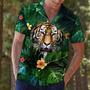 Hiding Tiger In Flower And Leaves Hawaiian Shirt, Short Sleeve Hawaiian Aloha Shirt For Men And Women Summer Gifts