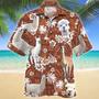 Llama And White Hibiscus On Brown Tribal Hawaiian Shirt, Short Sleeve Hawaiian Aloha Shirt For Men Summer Gifts