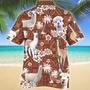 Llama And White Hibiscus On Brown Tribal Hawaiian Shirt, Short Sleeve Hawaiian Aloha Shirt For Men Summer Gifts