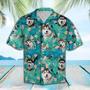 Lovely Siberian Husky In Tropical Palm Leaves Summer Hawaiian Shirt Summer Gifts