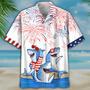 Men's Of July Shark Hawaiian Shirt - Independence Day Hawaiian Shirt, Usa Patriotic Hawaiian Shirt Summer Gifts