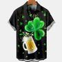 Men's St. Patrick's Day Beer Clover Print Hawaiian Shirt, Irish Day Hawaiian Shirt Summer Gifts