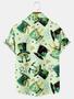 Men's St. Patrick's Day Shamrock Hat Print Casual Short Sleeve Shirt, Shamrock Shirt, Irish Day Hawaiian Shirt Summer Gifts