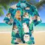 Persian Cat Lovers Gift Blue And Green Tropical Leave Hawaiian Shirt Summer Gifts