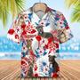 Pitbull Flower American Flag Hawaiian Shirt, Summer Aloha Shirt, Men Hawaiian Shirt, Gift For Summer Summer Gifts