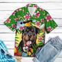 Playful Rottweiler Chilling Summer Party Pattern Hawaiian Shirt Summer Gifts