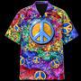 Psychedelic Shirt- Peace Sign- Hawaiian Shirt Summer Gifts