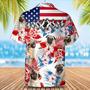 Pug Flower American Flag Hawaiian Shirt, Summer Aloha Shirt, Men Hawaiian Shirt, Gift For Summer Summer Gifts