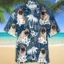 Pug Hawaiian Tropical Plants Pattern Blue And White All Over Printed Hawaiian Shirt Summer Gifts