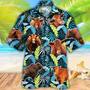 Red Angus Cattle Lovers Jungle Leaves Hawaiian Shirt Summer Gifts