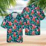 Rooster Blue Floral Summer Hawaiian Shirt Summer Gifts