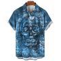 Skull Blue Hawaiian Shirt For Men, Men's Short Sleeve Skull Aloha Shirt, Gift For Skull Lover Summer Gifts