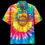 Spiritual Hippie Floral Pattern Peace Sign Tie Dye Trippy Hawaiian Shirt Summer Gifts