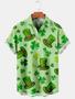 St. Patrick's Hawaiian Shirt, Patrick Shirts, Men's St. Patrick's Day Gradient Line Hat Print Casual Short Sleeve Shirt Summer Gifts