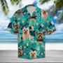 Tropical Flower And Domestic Dog Design Hawaiian Shirt Summer Gifts