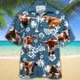 Tx Longhorn Cattle Lovers Blue Tribal Hawaiian Shirt Summer Gifts