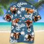 Tx Longhorn Cattle Lovers Blue Tribal Hawaiian Shirt Summer Gifts