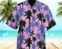 Unisex Green Purple Palm Tree Hawaiian Shirt Tropical Hawaiian Shirt, Aloha Hawaiian Shirt Short Sleeve Hawaiian Summer Gifts