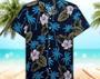 Unisex Palm Tree Navy Hawaiian Shirt Tropical Hawaiian Shirt, Aloha Hawaiian Shirt Short Sleeve Hawaiian Summer Gifts