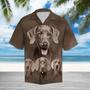 Weimaraner Great Dog Portrait On Brown Themed Pattern Hawaiian Shirt Summer Gifts