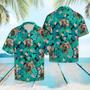 Weimaraner Tropical Flower Pattern Turquoise Theme Hawaiian Shirt Summer Gifts