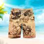 Amazing Hunting Deer Brown Swim Trunks With Mesh Lining For Men