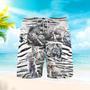 Amazing White Tiger Tropical Grey Beach Shorts For Men