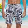 Amazing White Tiger Tropical Grey Beach Shorts For Men