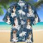 Australian Shepherd Hawaiian Tropical Plants Pattern Blue And White All Over Printed Hawaiian Shirt Summer Gifts