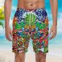 Awesome Colorful Tiki Skull Pineapple Beach Shorts For Men