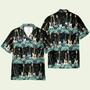 Bass Guitar Tropical Flower Strip Pattern Hawaiian Shirt