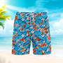 Bbq Lovers Blue Floral Blue Beach Shorts For Men