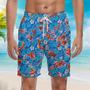 Bbq Lovers Blue Floral Blue Beach Shorts For Men