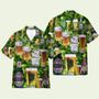 Beer Fesstival In Tropical Green Leaves Hawaiian Shirt