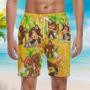 BigFoot Eating Pizza Palm Trees Yellow Beach Shorts For Men