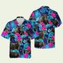 Black Angus Blue Neon Tropical Cattle Hawaiian Shirt