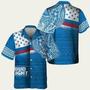 Blue Bud Light Polynesian Pattern Hawaiian Shirt