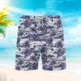 Blue Retro Hawaii Island Beach Shorts For Men