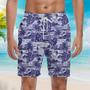 Blue Retro Hawaii Island Beach Shorts For Men